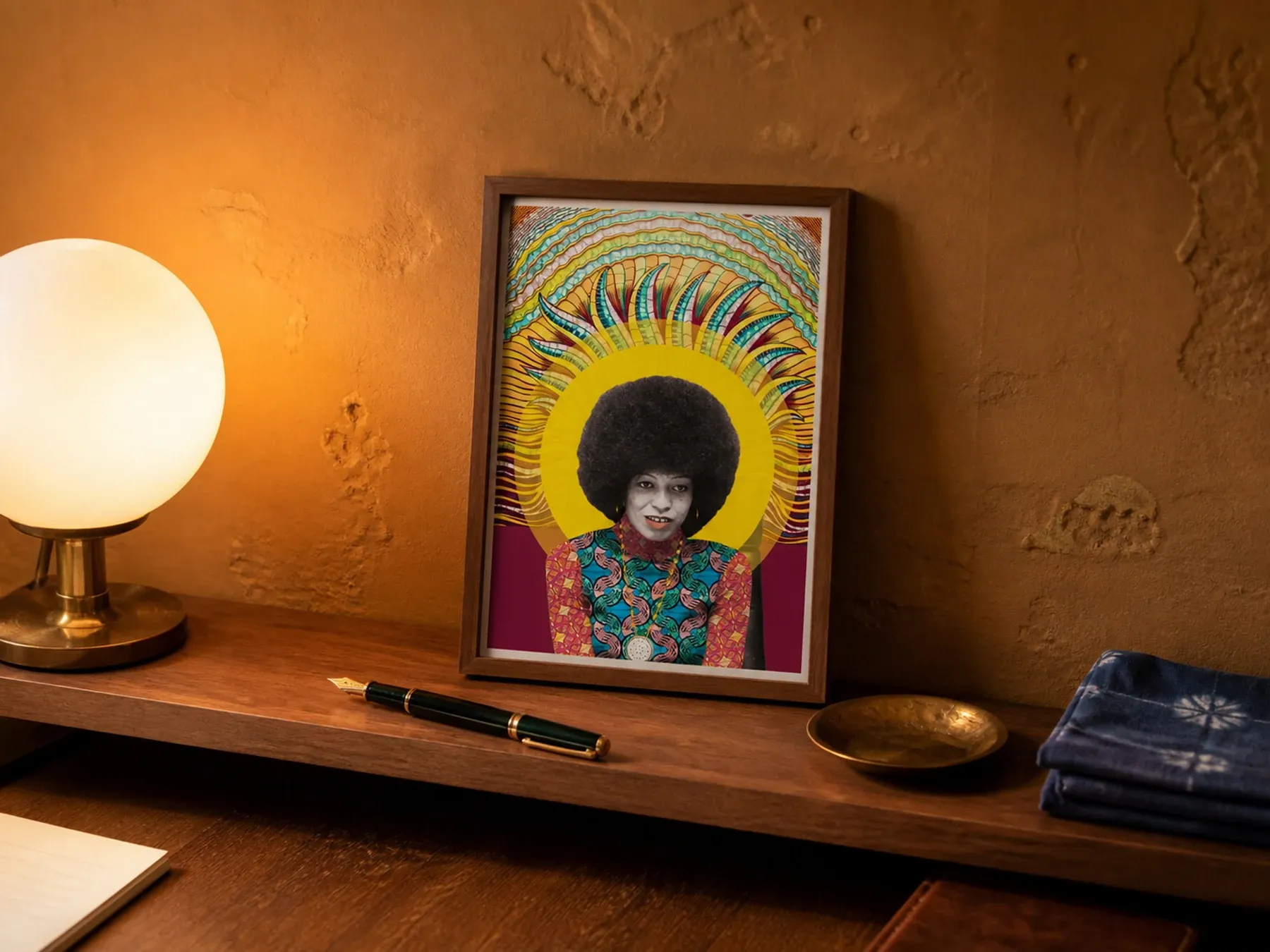 Ideas That Refuse to Be Small — Angela Davis, 1974 displayed in a styled interior.