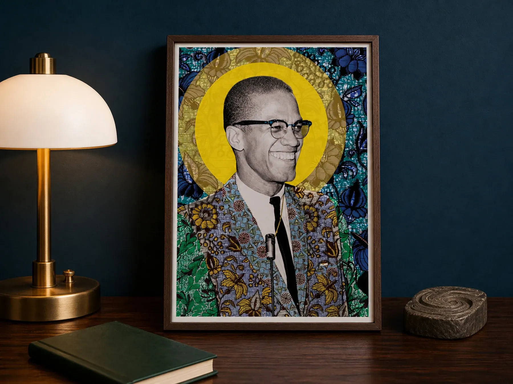 Joy in the Work — Malcolm X, 1964 displayed in a styled interior.