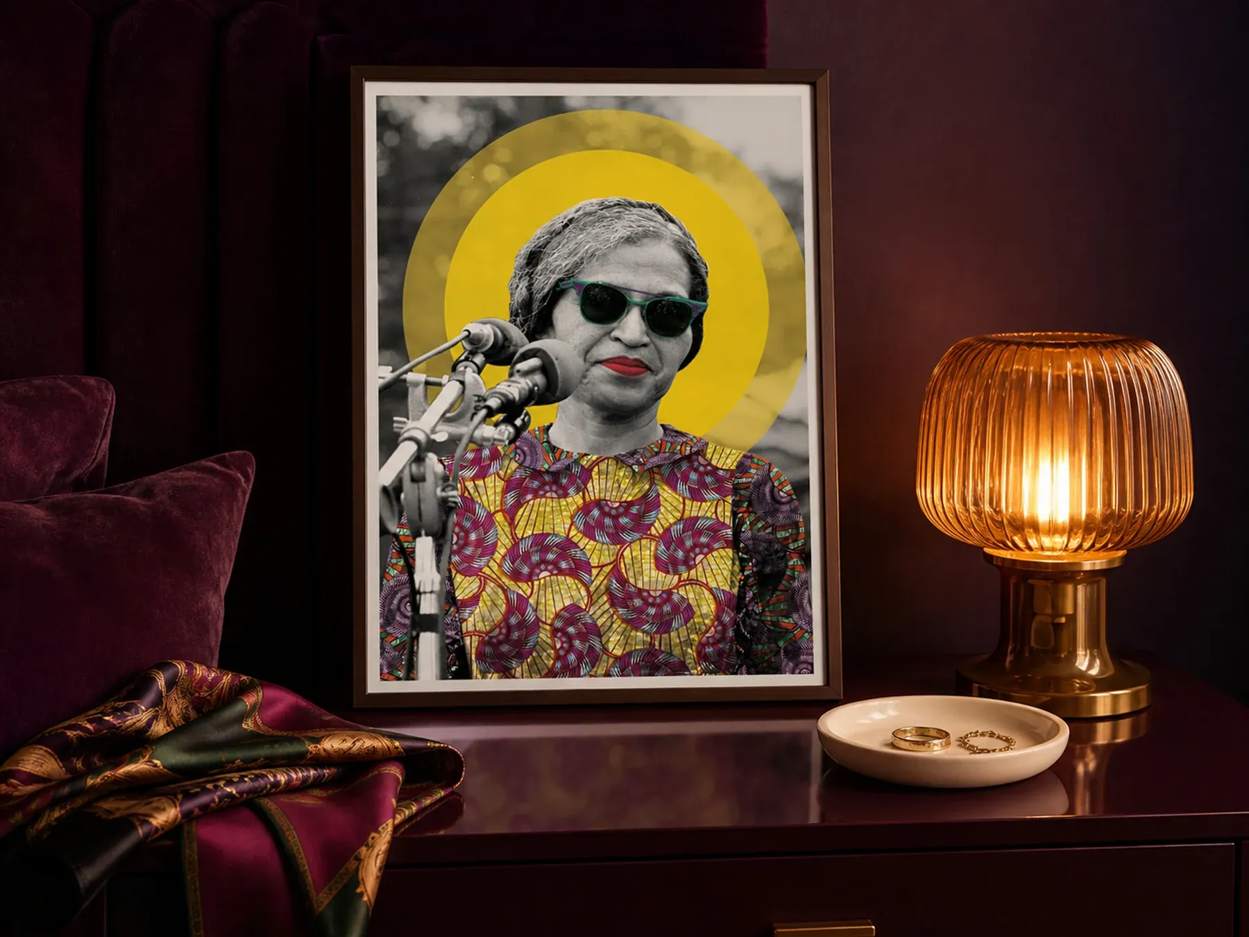 The Voice Continued — Rosa Parks, 1968 displayed in a styled interior.